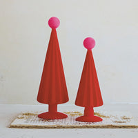 Flocked Glass Tree with Ball