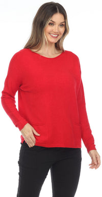 Long Sleeve Red Crew Neck Light Sweatshirt