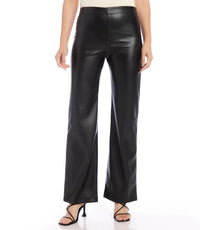 Electric Feel Black Leather Wide Leg Pants