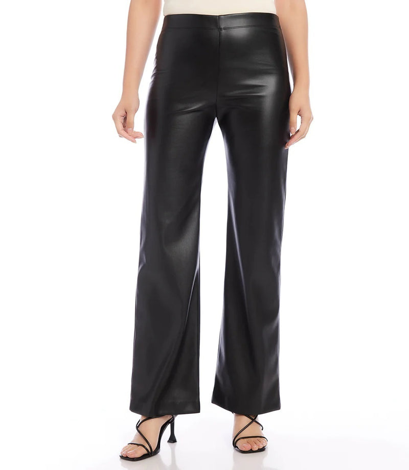 Electric Feel Black Leather Wide Leg Pants