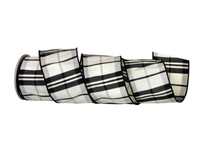 4"X10Y DUPION PLAID WIRED RIBBON