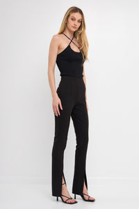 Black Front Slit Flares