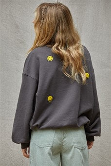 Charcoal Smiley Pullover