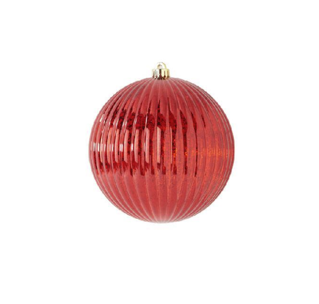 5.5" RED MERCURY RIBBED ROUND SHATTERPROOF ORNAMENT
