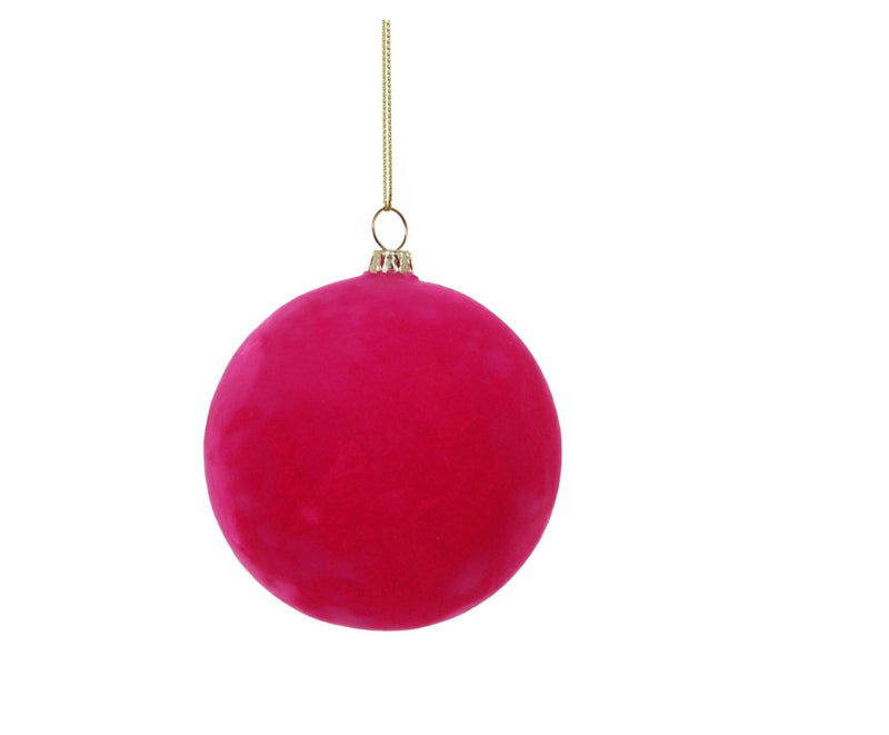 CRUSHED VELVET BALL-HOT PINK MED