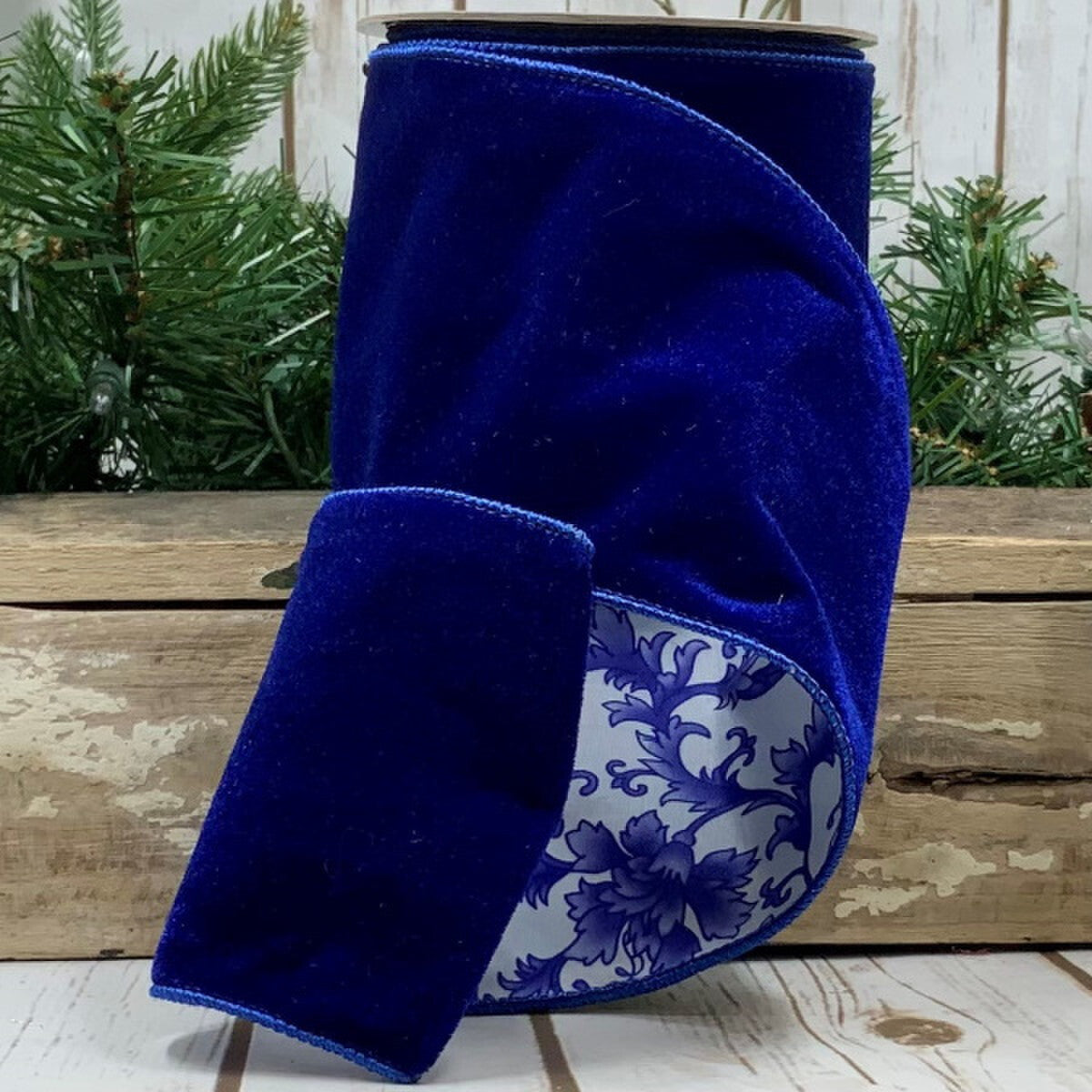 4" x 10yds Faux Dupion Chinoiserie Backing, Blue