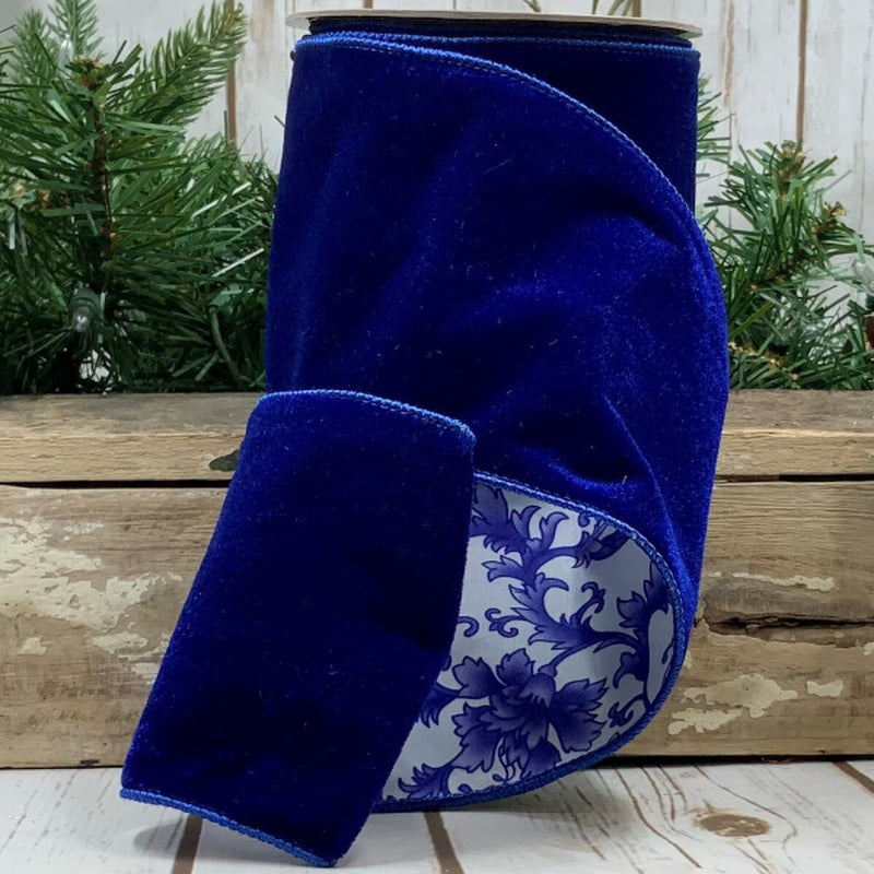 4" x 10yds Faux Dupion Chinoiserie Backing, Blue