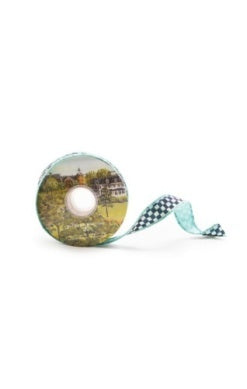 Courtly Check 1" Ribbon - Aqua