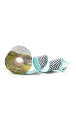 Courtly Check 2.5" Ribbon - Aqua