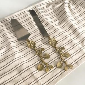 GOLD FLORAL HANDLE PIE/CAKE SERVERS, S/2
