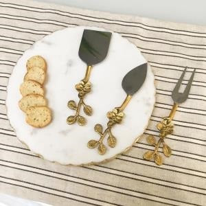 GOLD FLORAL HANDLE CHEESE TOOLS, S/3