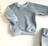 Kids sweatshirt - ribb velvet jersey  Blue