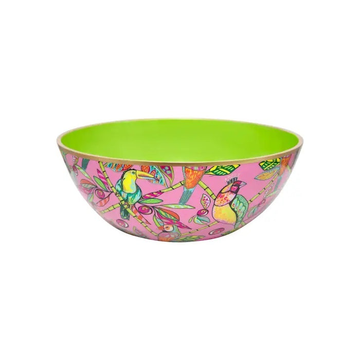 Bamboo Birds Enameled Bowl