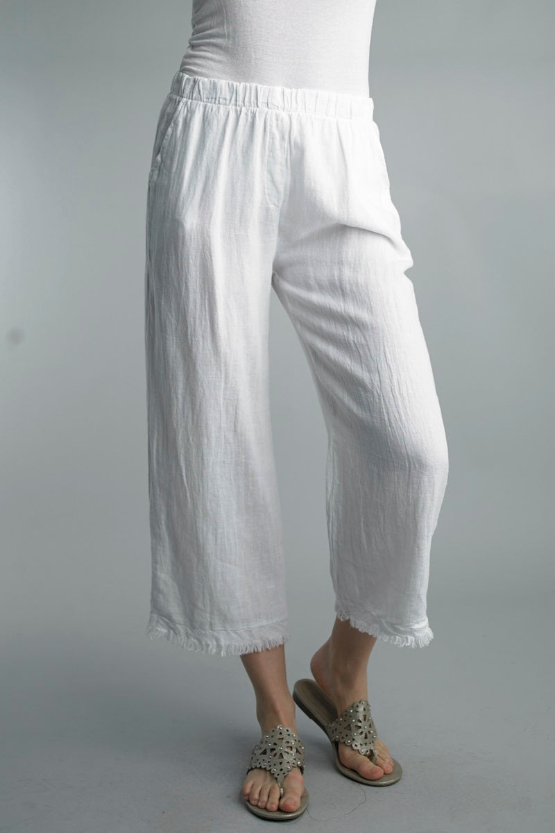 White R Fray Edge Fringe Bottom Pant