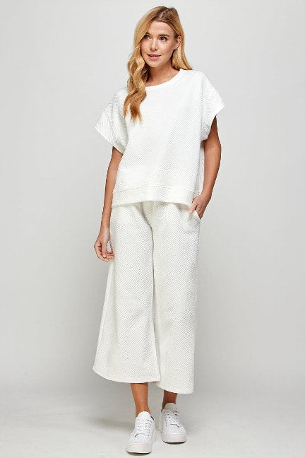 Zig Zag Cropped Wide Pants