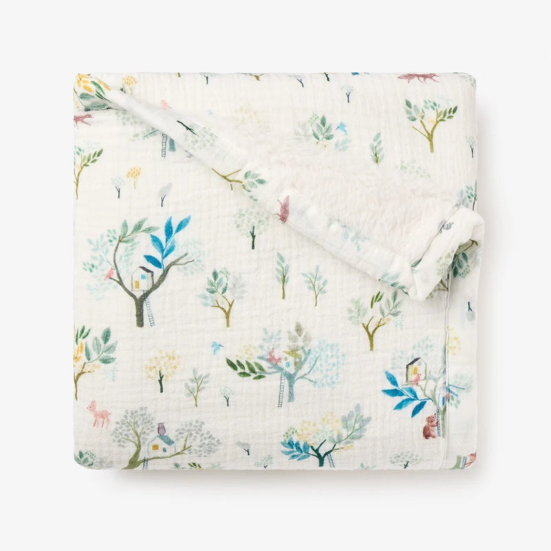 TREEHOUSE FOREST ORGANIC MUSLIN FUR BACK BLANKET