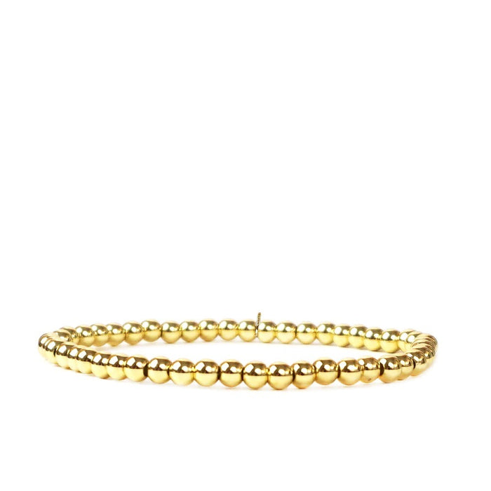 4mm Brass Beaded Ball Bracelet-Gold