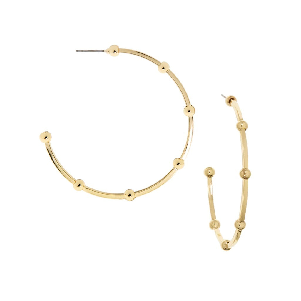 2" Post Hoop with Beads-GLD