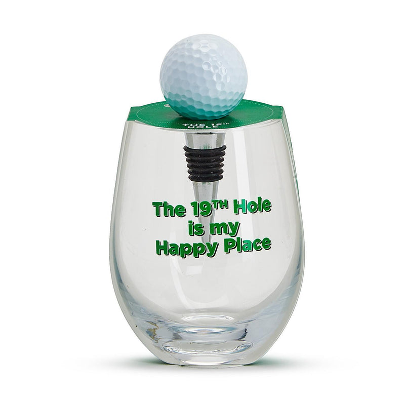 Golf Stemless Wine Glass w/Golf ball Stopper