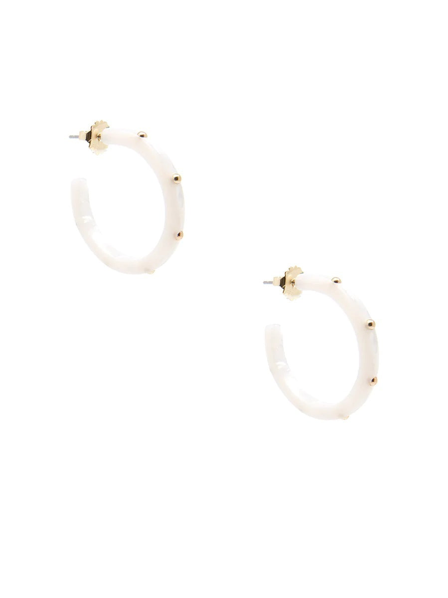 Small Studded resin hoop in Tortoise Print-Wht