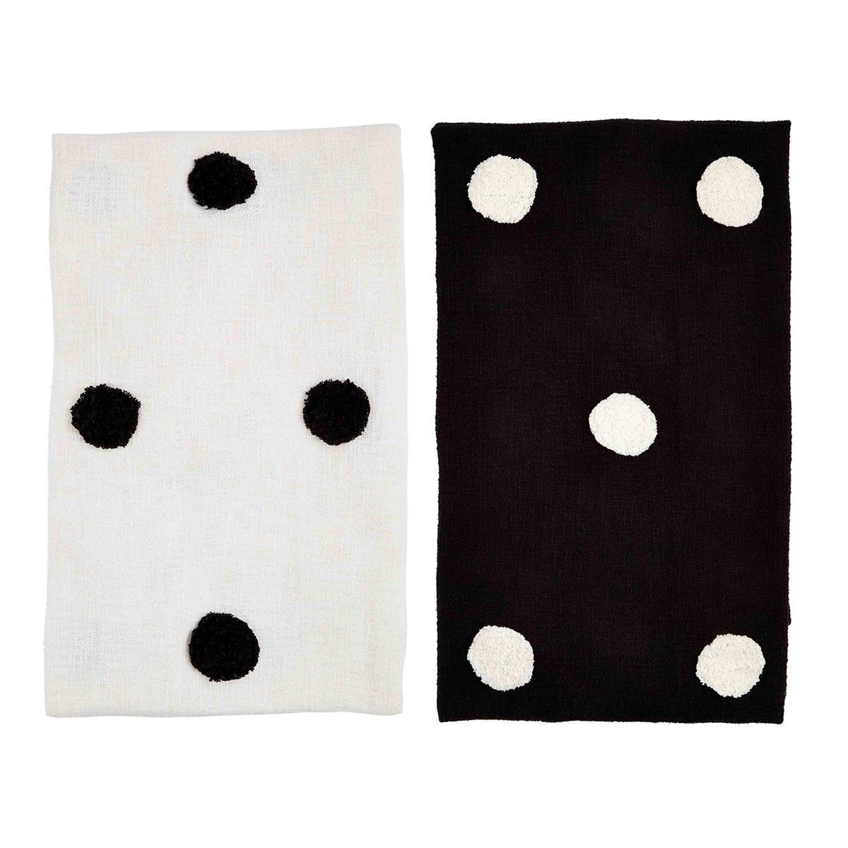 Tufted Dot Throws-Black on White