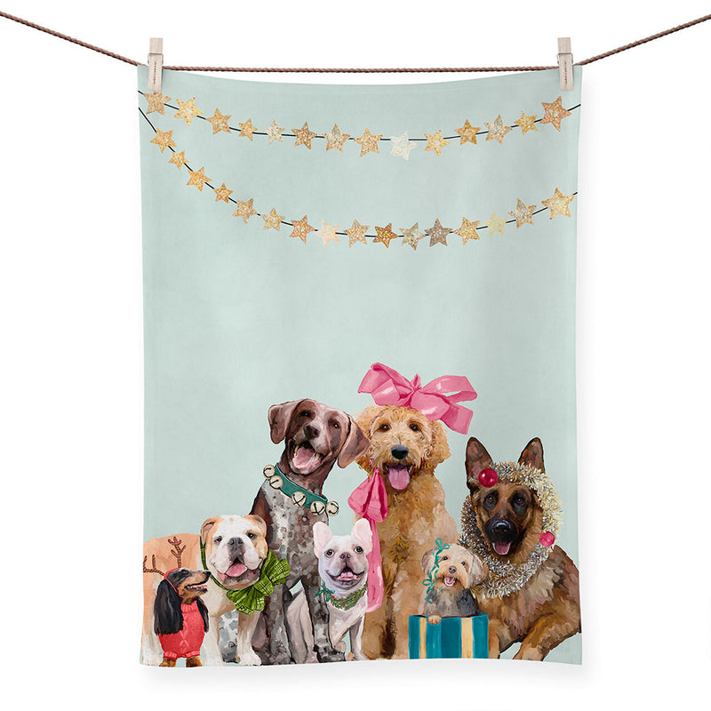 Festive Puppy Pack Bright Tea Towel