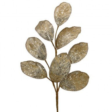 28" MICRO BEADED/SEQUINS MAGNOLIA LEAF SPRAY