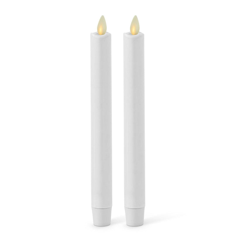 2 PACK 9.5 INCH WHITE WAX LUMINARA TAPER CANDLES