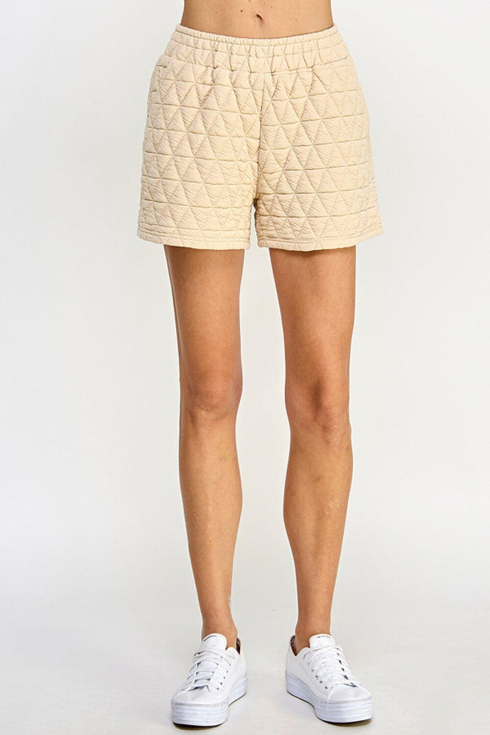 QUILTED SHORTS-Cream