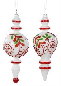 2 ASST 7.75"H GLASS FINIAL ORNS
