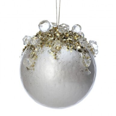 3.75" JEWELED SHINY BALL ORNAMENT