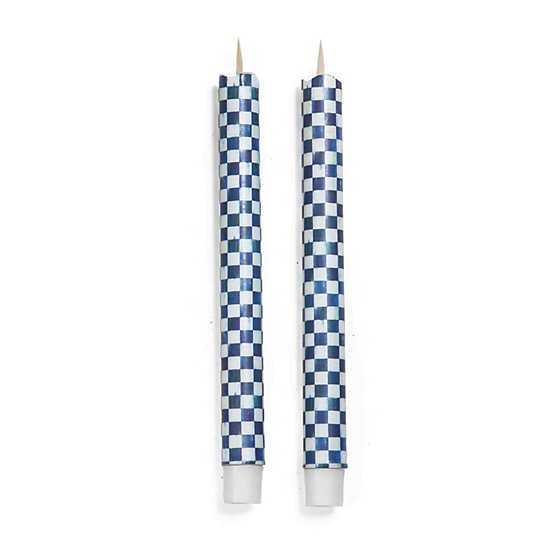 Royal Check Flicker Dinner Candles - Set of 2
