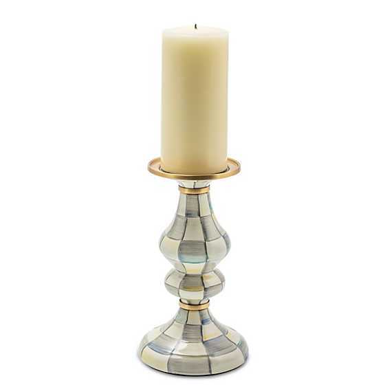 Sterling Check Medium Pillar Candlestick