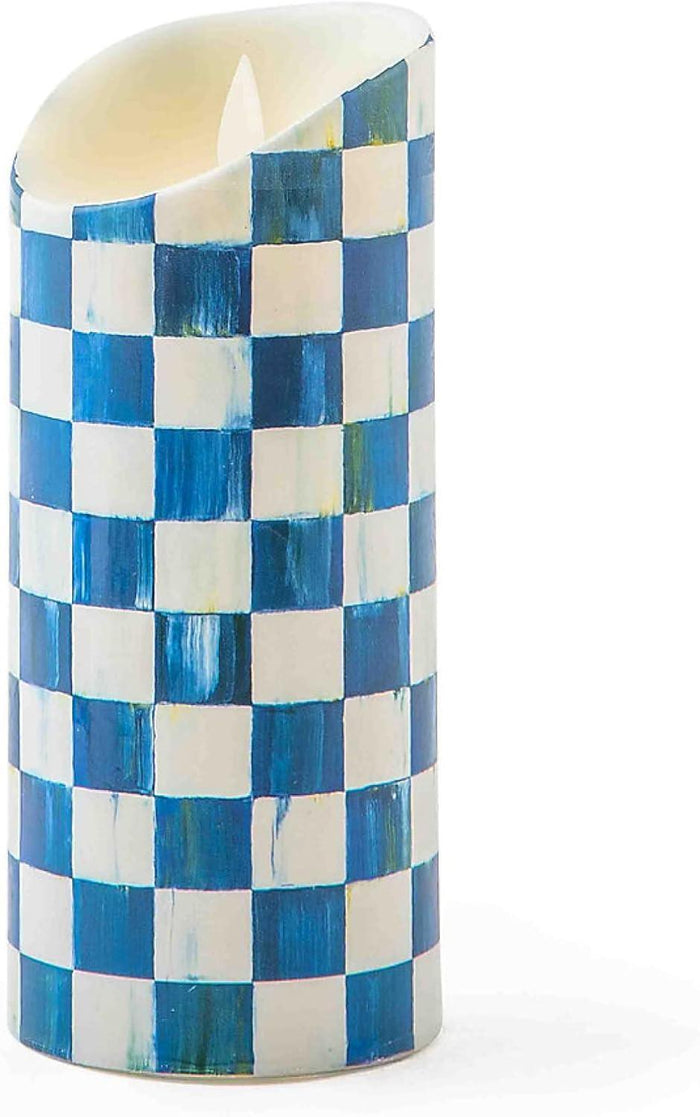 MACKENZIE-CHILDS Royal Check Flicker Pillar Candle, Battery-Operated Candle with Remote