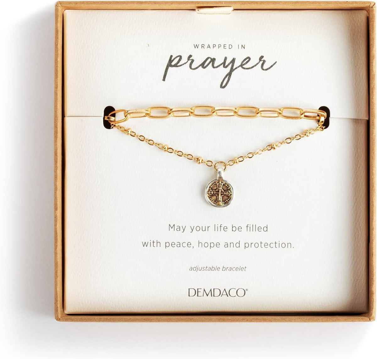 DEMDACO Prayer Layer Gold Tone One Size Brass and Iron Metal Charm Bracelet
