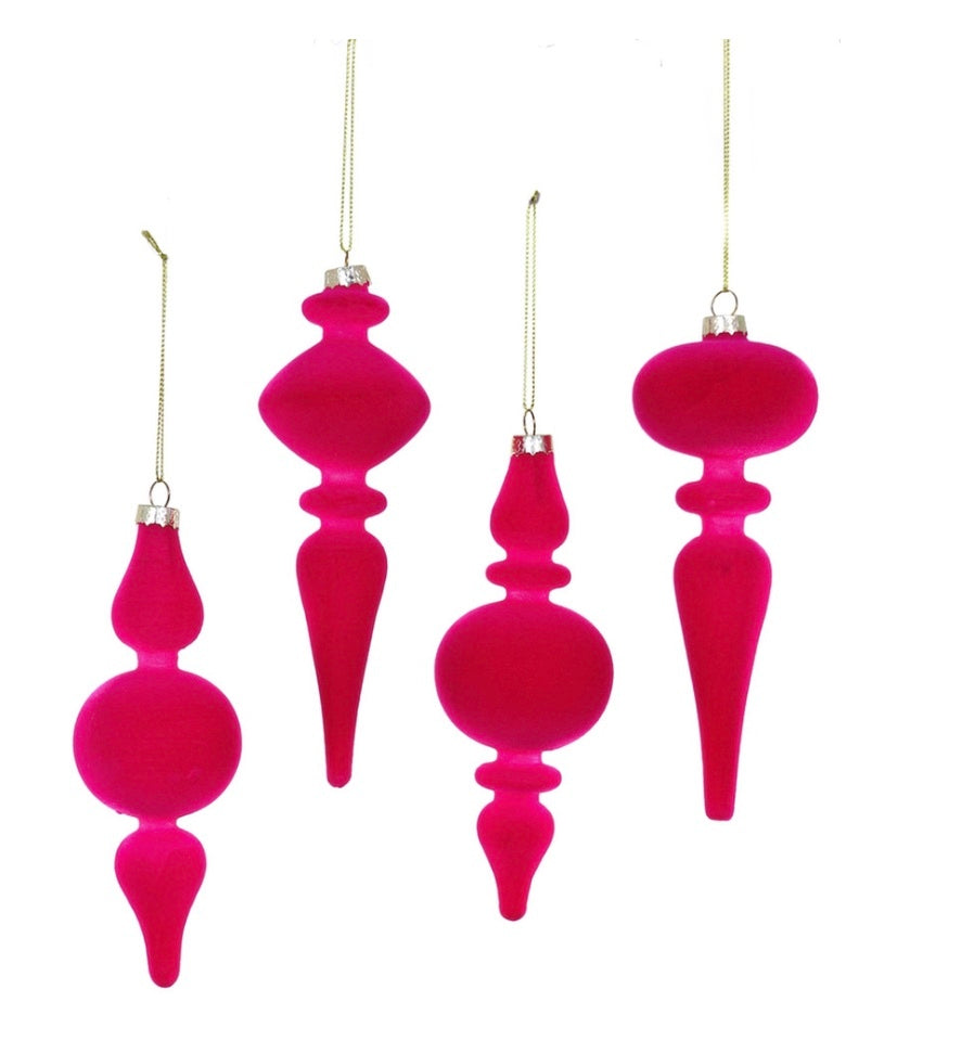 CRUSHED VELVET SPINDLE- BRIGHT PINK 4 ASST