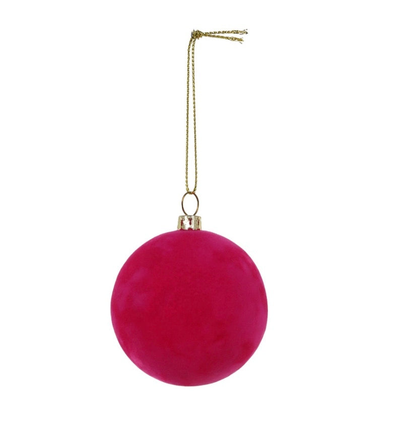 CRUSHED VELVET BALL-HOT PINK SMALL