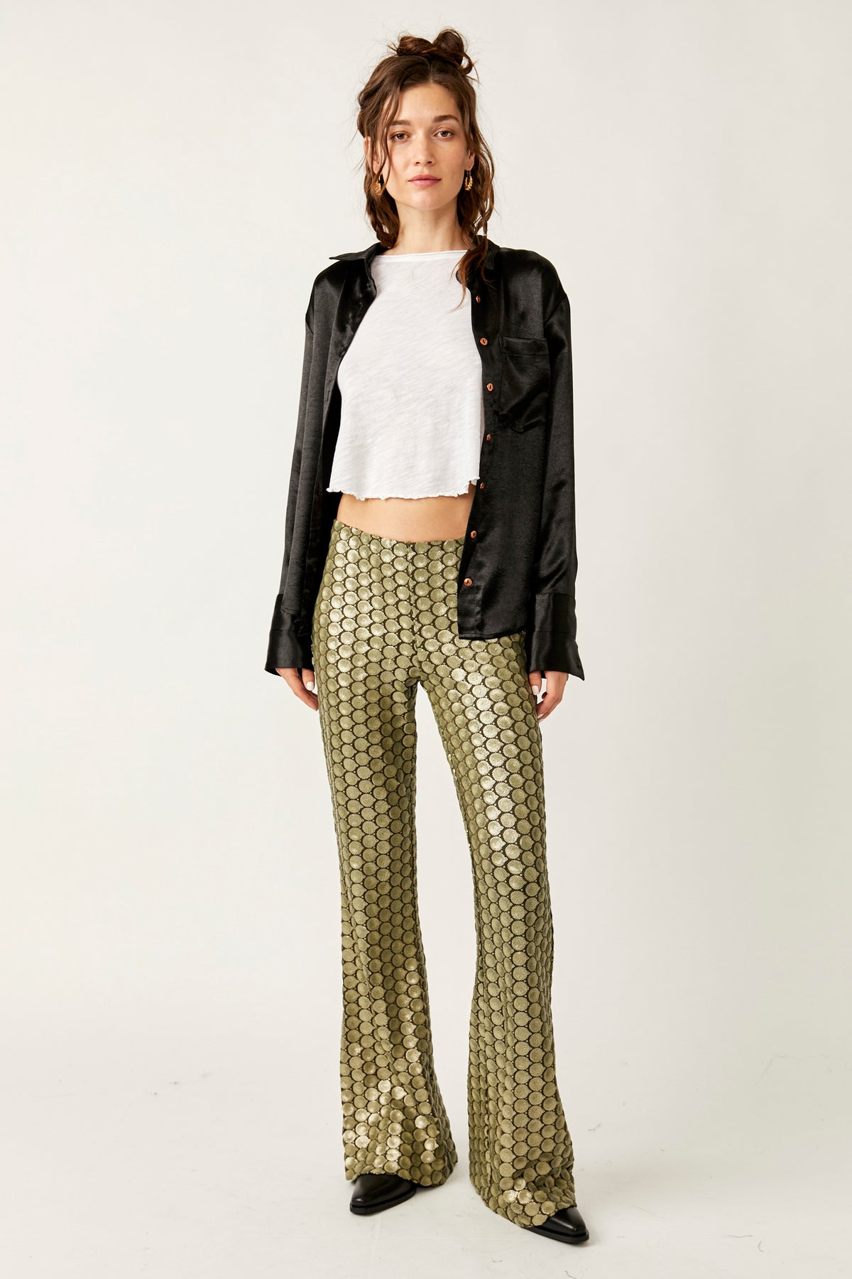 Wilder Days Sequin Flare Rocker Olive