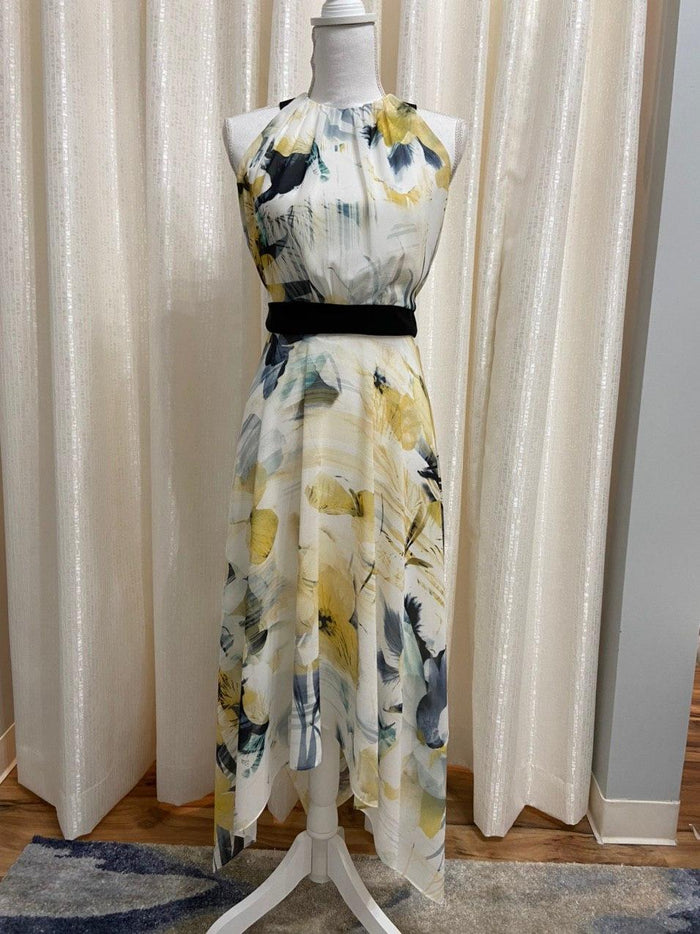 Yellow and Ivory Print Dress
