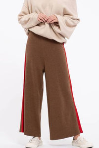 Side Stripe Wide Leg Knit Pants