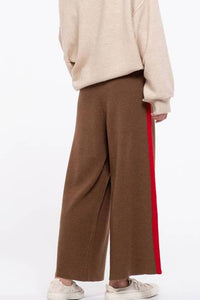 Side Stripe Wide Leg Knit Pants