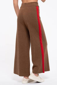 Side Stripe Wide Leg Knit Pants