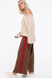 Side Stripe Wide Leg Knit Pants