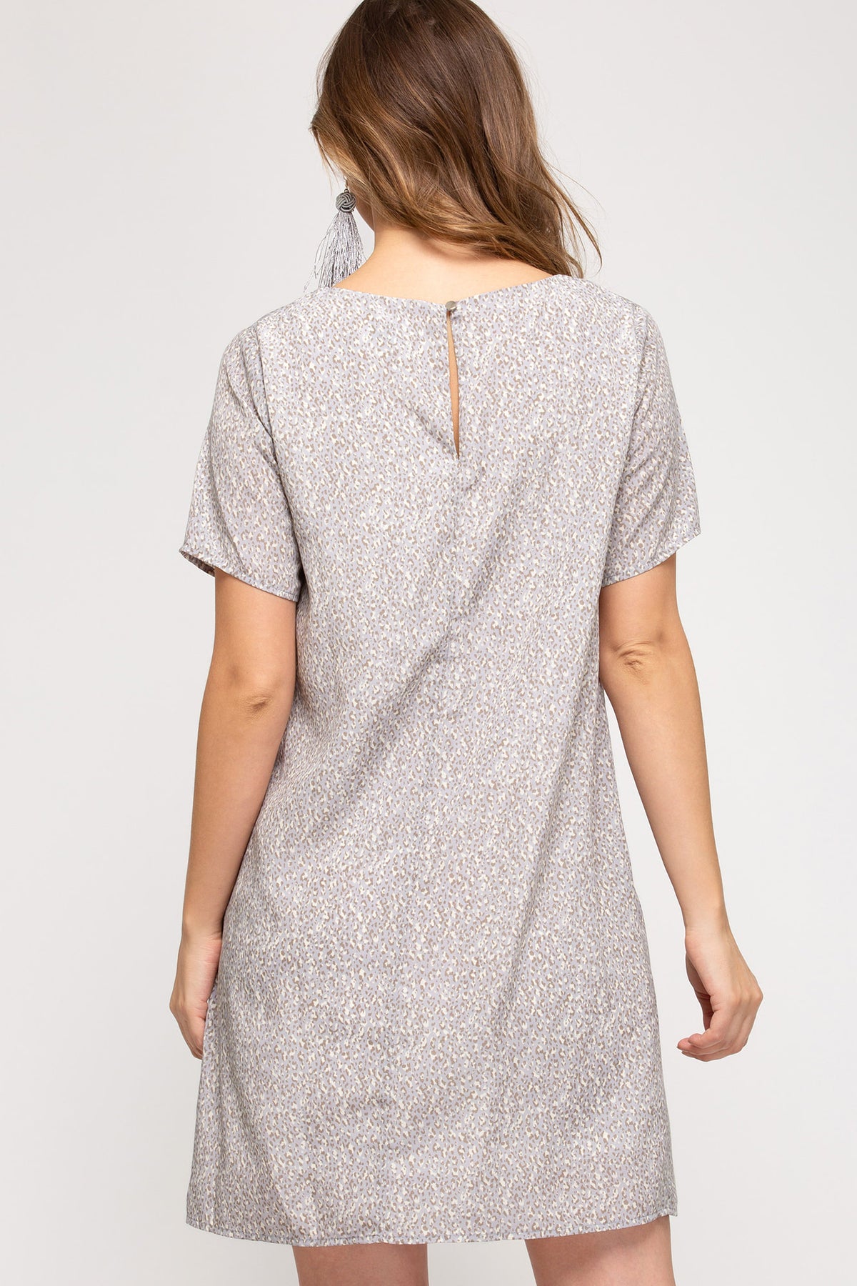 Short Sleeve Animal Print Shift Dress