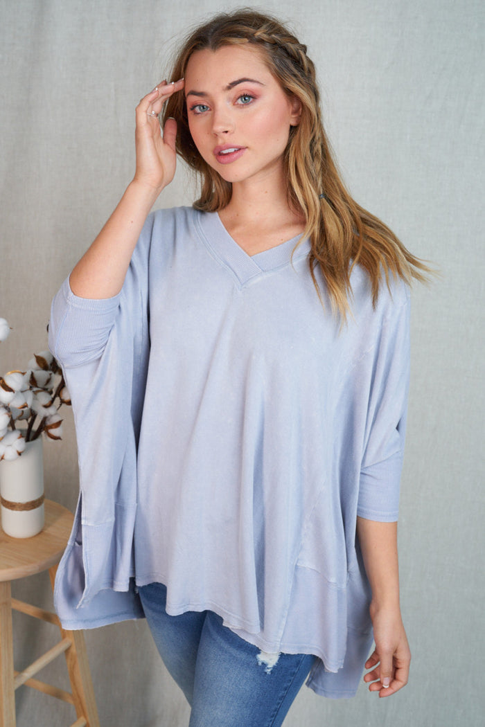 Mineral Washed Poncho Top