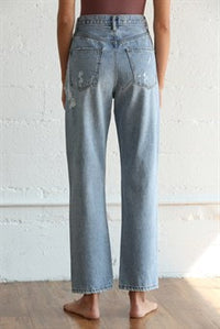 Mid Rise Loose Fit Destressed Jeans