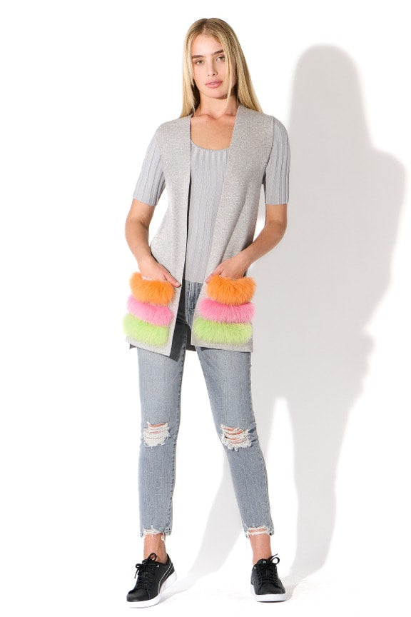 Sweater Vest w/ Neon Fox Trim