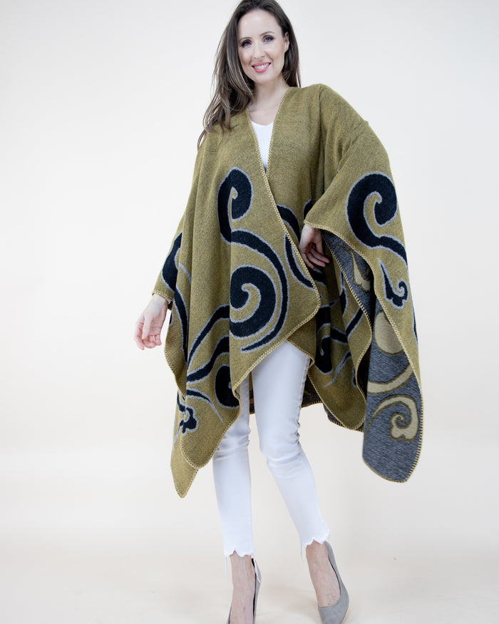 Swirl Ruana Wrap - MUSTARD