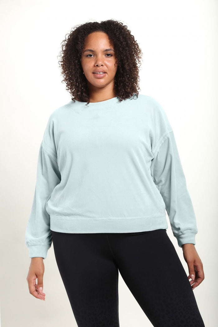 CURVY Brushed Pullover Long-Sleeve Top