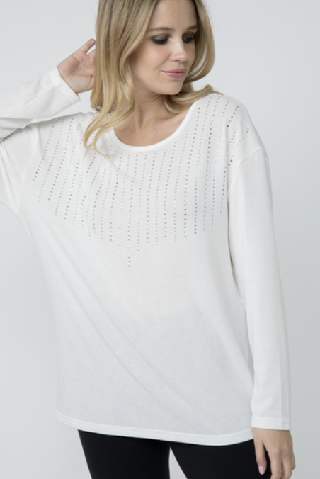 Long Sleeve Knitted Top w Stones